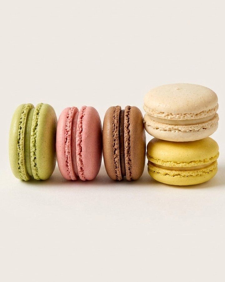 Macarons Araya en tonos pastel sobre fondo claro